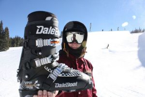 Man with Daleboots in a ski resort